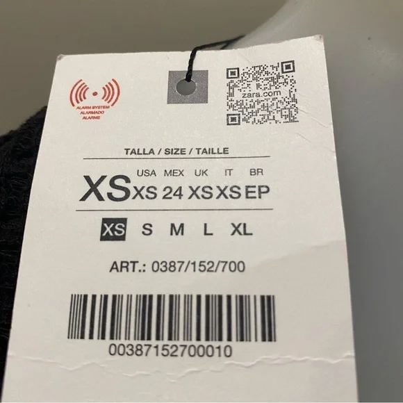 Zara NWT black open weave V-neck midi dress long sleeve gold accents size XS - Picture 5 of 15